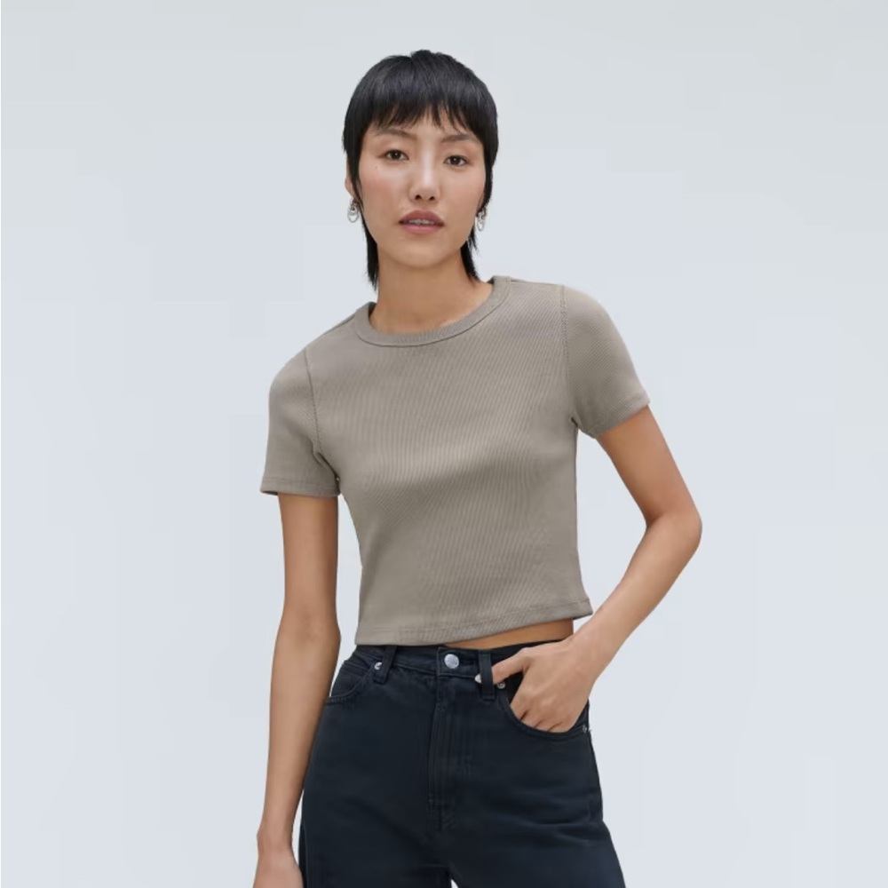 Everlane The Ribbed Baby Tee Size M Organic Cotton